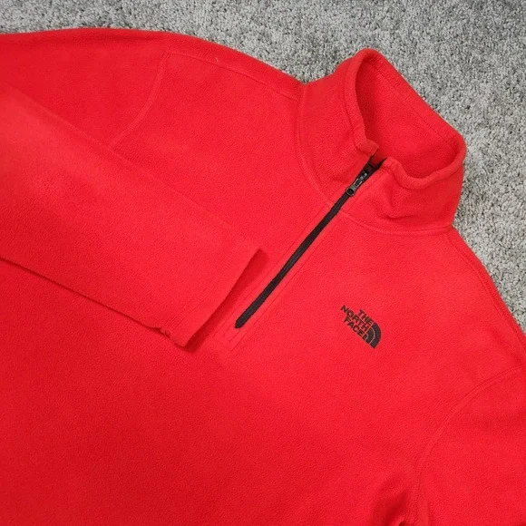 North Face 1/4 Mens Small Fleece Pullover Red Sweater Outdoors Gorpcore - Picture 1 of 13